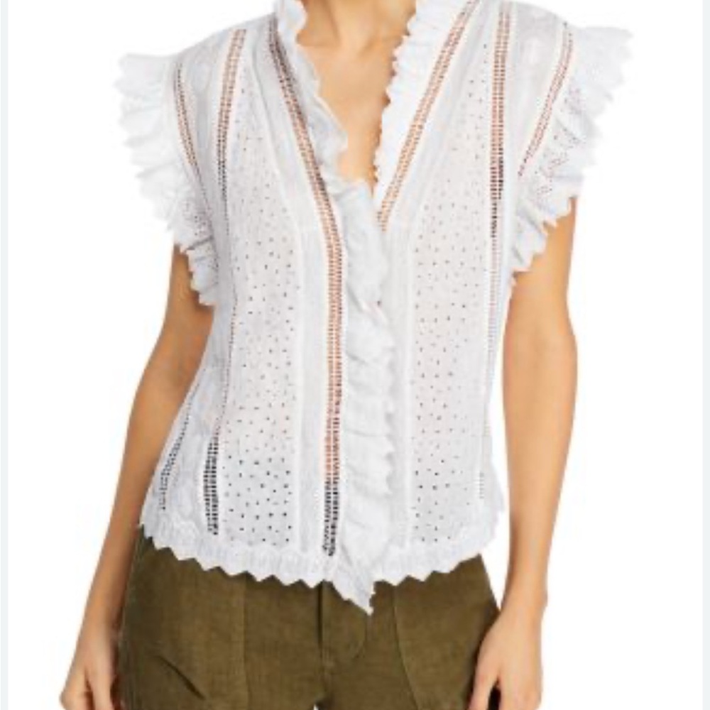 Frame Denim White Eyelet Lace Blouse